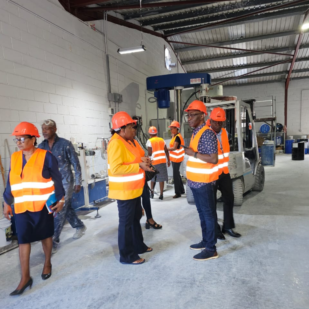 Antigua Government Officials visiting Harris Paints Factory in Antigua