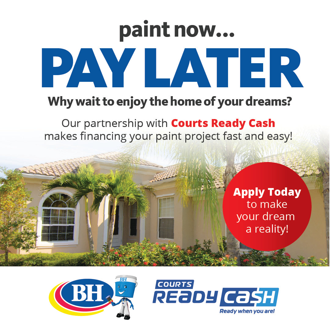 Paint now, pay later. Financing options available at Harris Paints