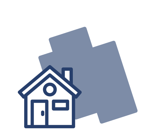 blue icon of house with paint in the background