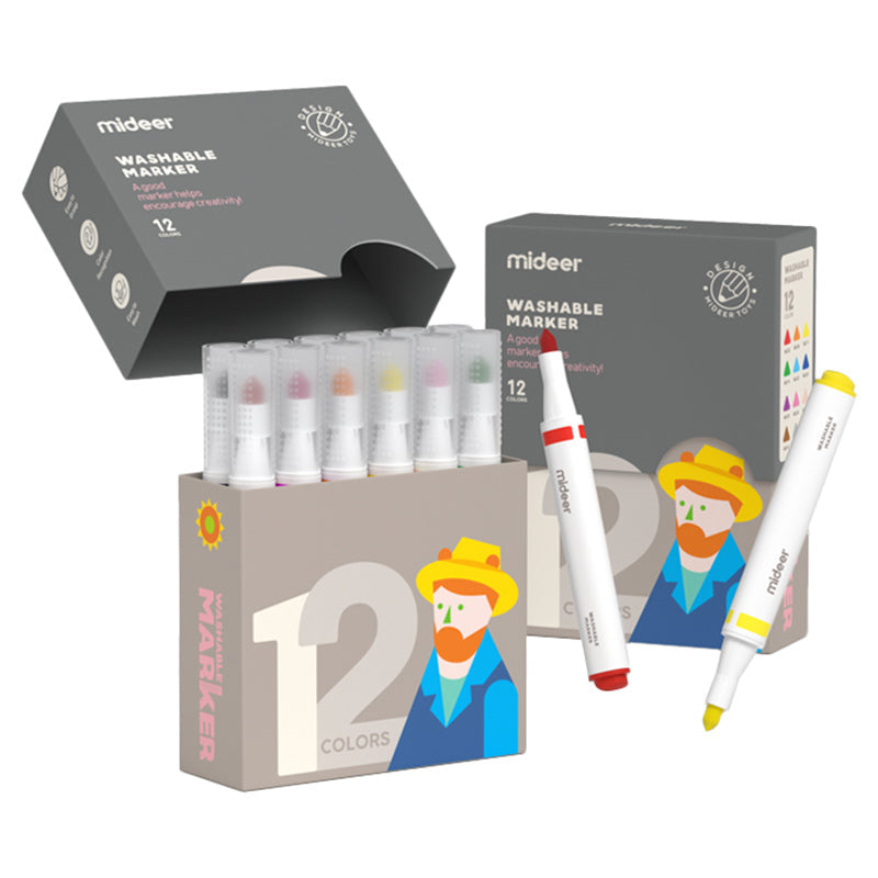 Mideer Washable Markers - 12 Colours