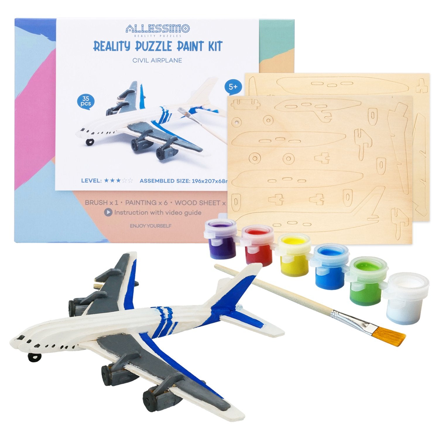 Robotime 3D Wooden Painting Puzzle-Airplane