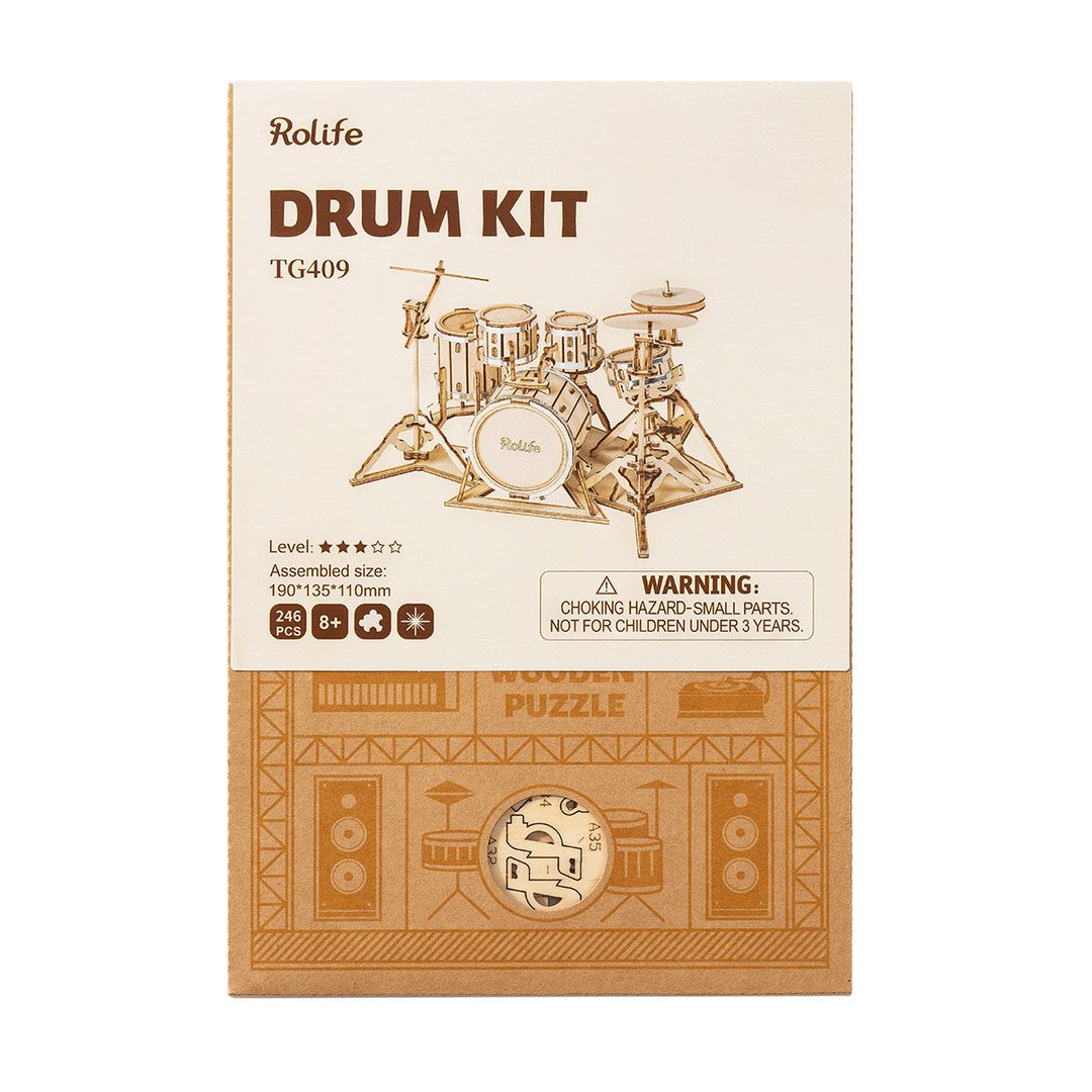Robotime Rolife 3D Wooden Puzzle Drum kit