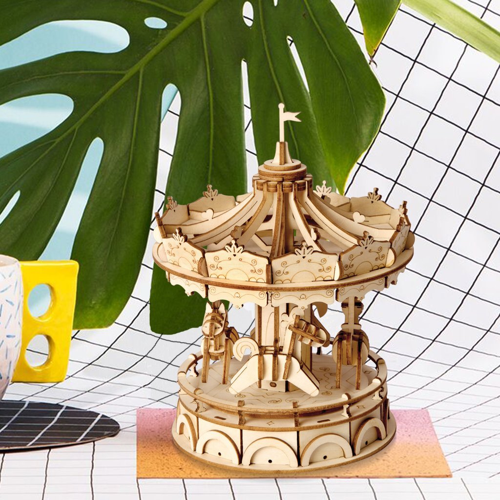 Robotime Modern 3D Wooden Puzzle-Merry-Go-Round