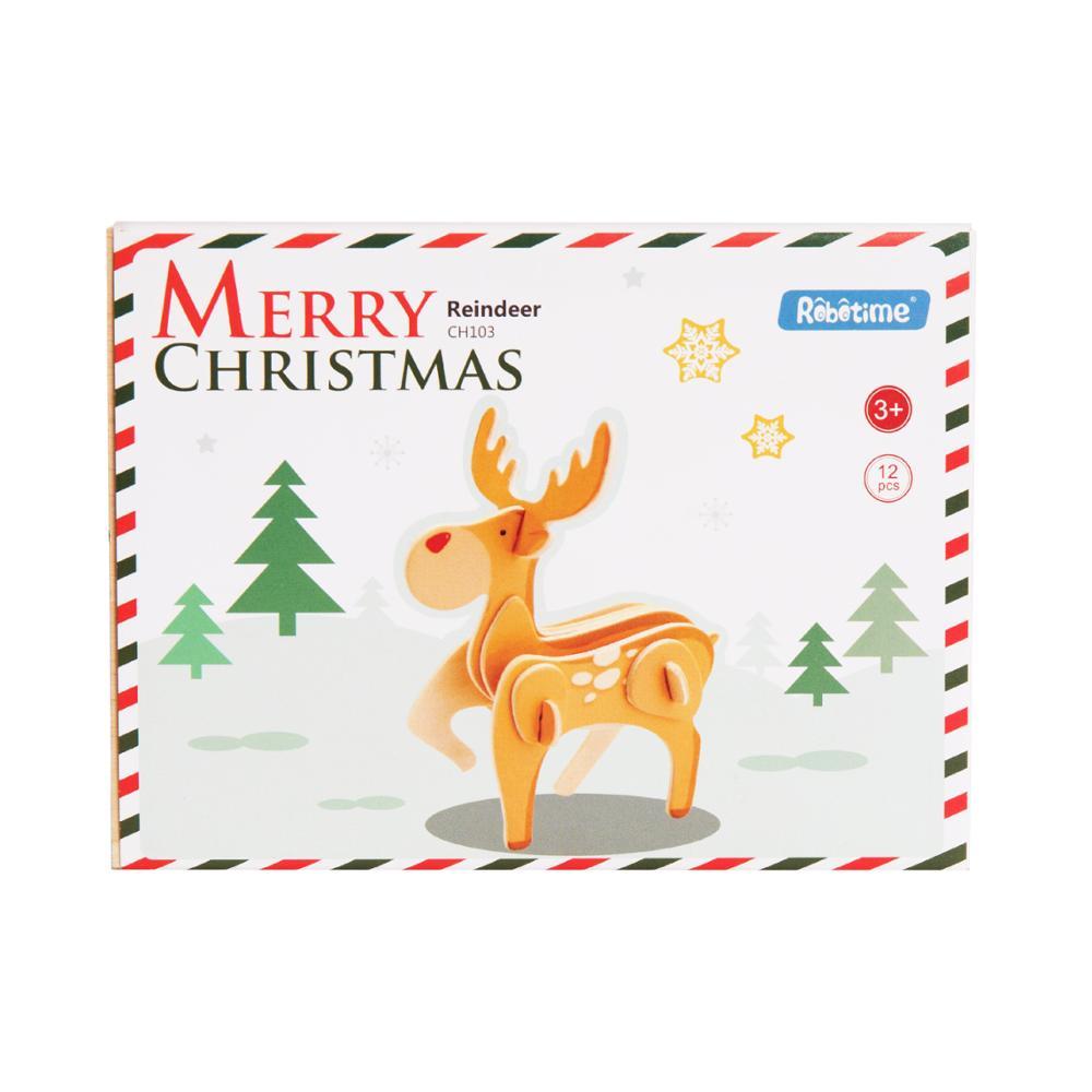 Robotime Christmas Reindeer Wooden Puzzle 12pcs