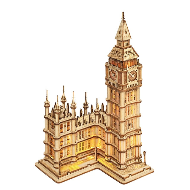 Robotime Rolife Architecture 3D Wooden Puzzle Big Ben With Lights