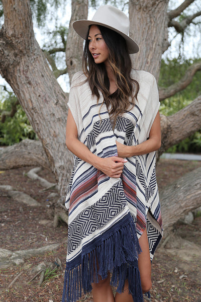 Easy Rider Sleeveless Cape in Tradewinds – Goddis Knitwear