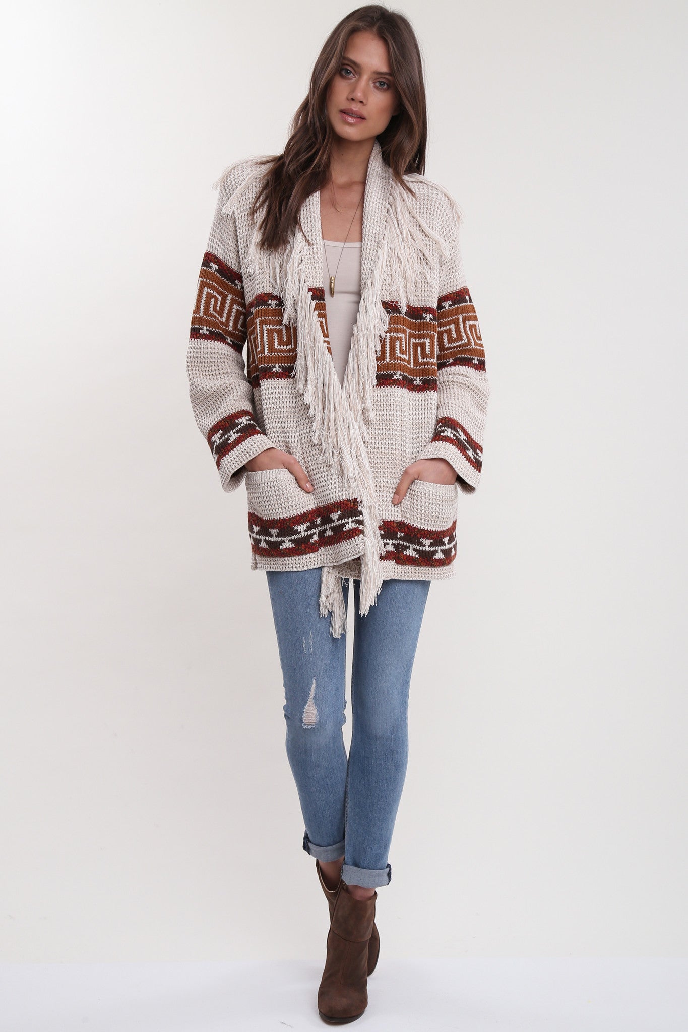 Leyton Fringe Cardigan in Tahitian Breeze – Goddis Knitwear