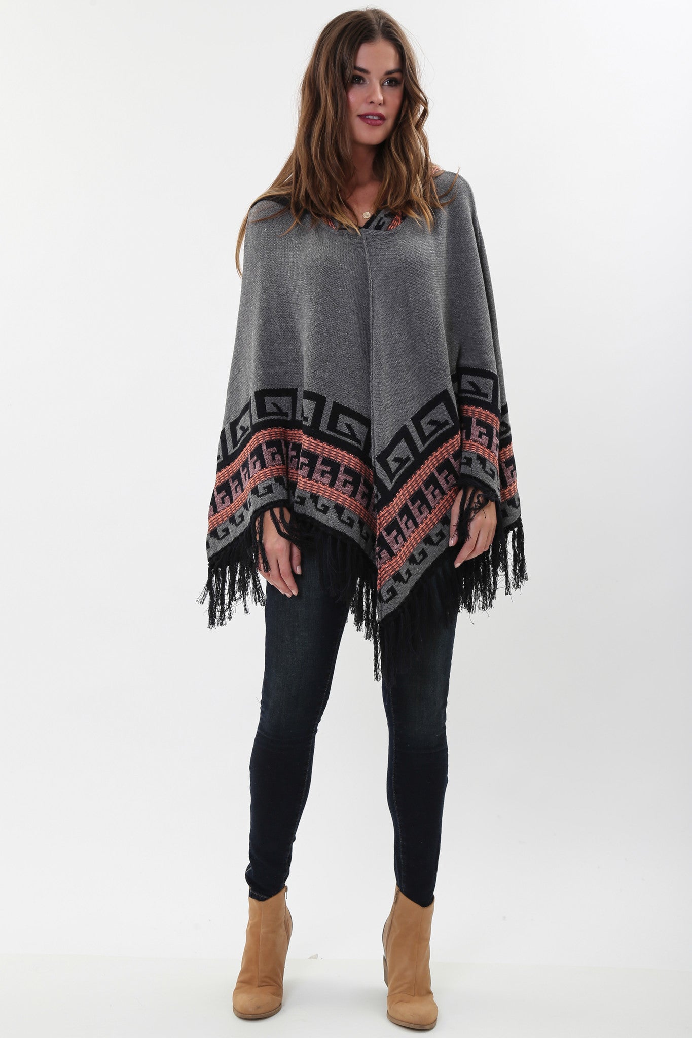 Maddie Hooded Poncho in Aster'LAST ONE IN EACH SIZE' – Goddis Knitwear