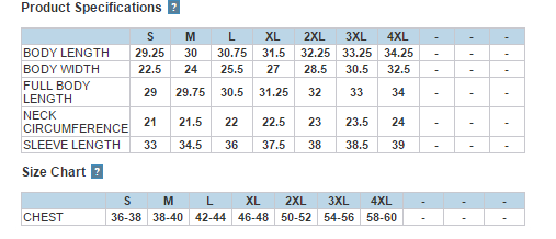 Harriton Size Chart