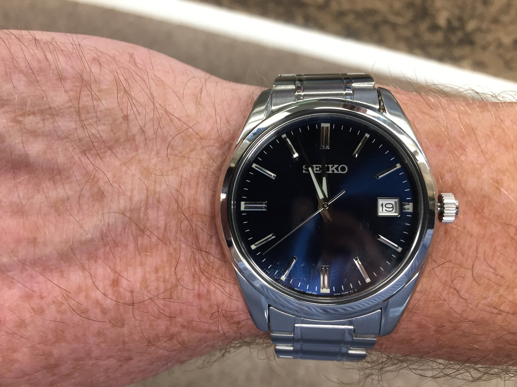 Seiko Stainless Steel Blue Dial With Date Watch – DeGrandpre Jewelers