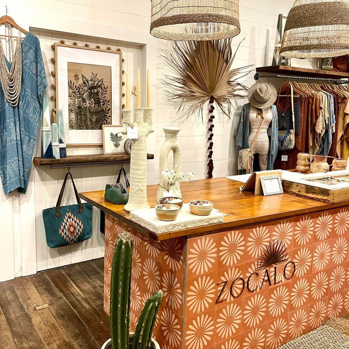 Interior photo of the Byron Bay location of ethical clothing shop, Zócalo