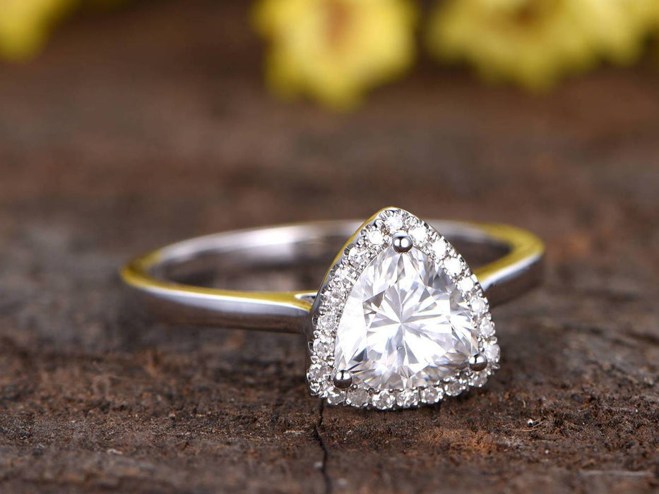 Unique 1.25 Carat Trillion Cut Moissanite and Diamond Engagement Ring ...