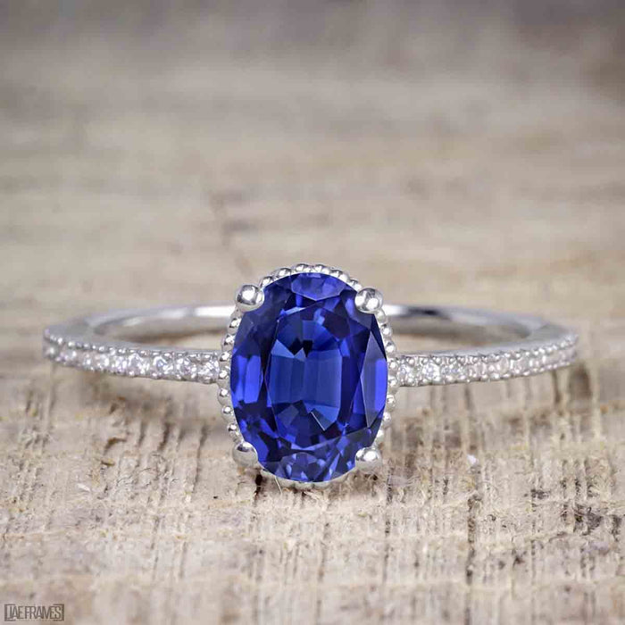 1 Carat Oval Cut Sapphire Solitaire Engagement Ring in White Gold ...
