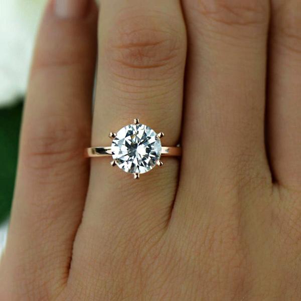 3 Carat Round Cut Six Prong Solitaire 