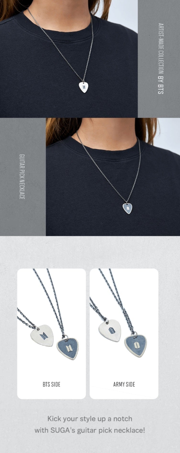 ユンギ　ネックレス　SUGA BTS GUITAR PICK NECKLACE