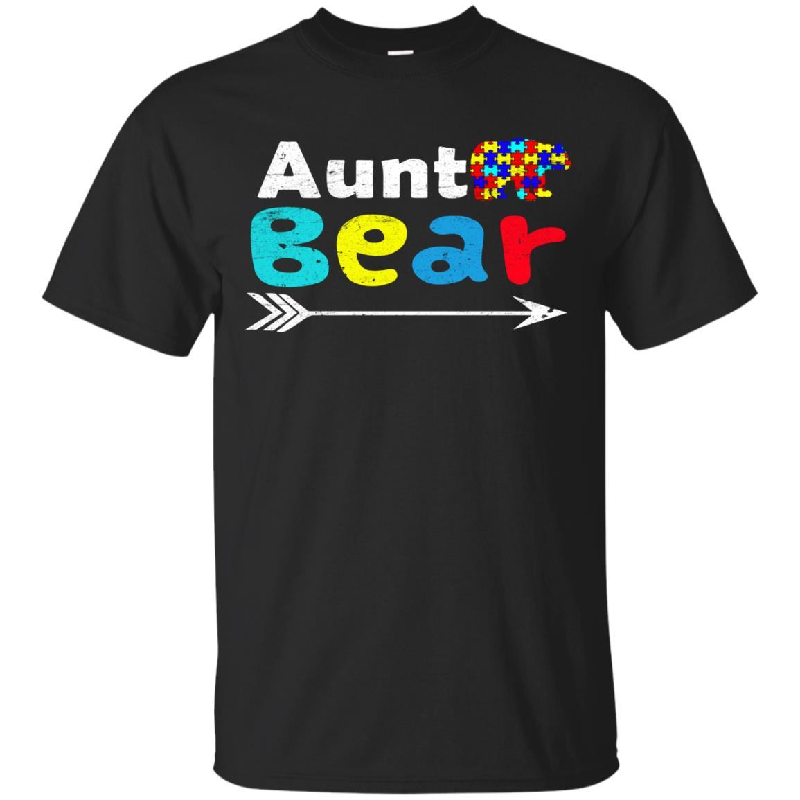 Aunt Bear Family Autism Awareness Grass Animal Shirt