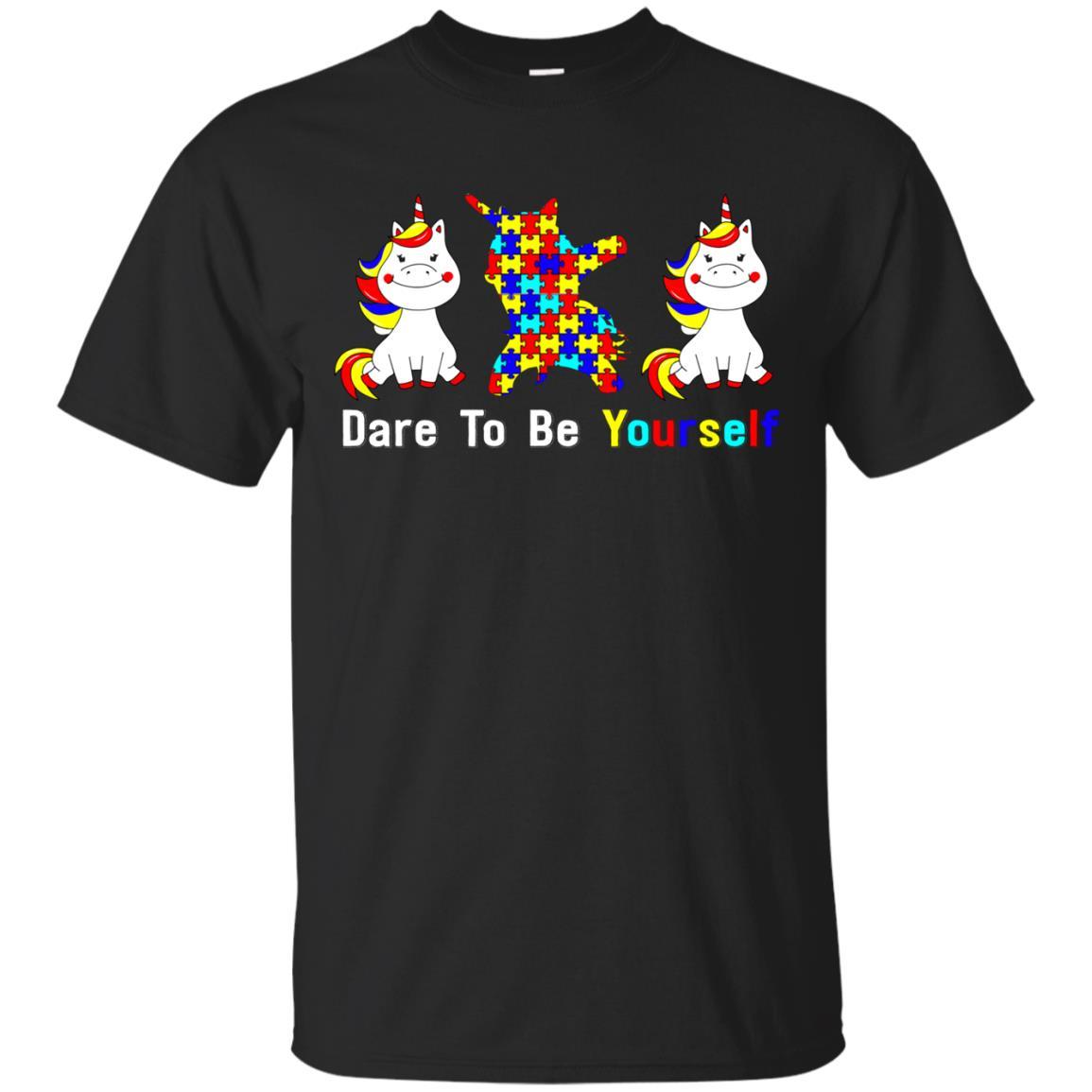 Autism Awareness Unicorn Dabbing Dare To Be Yourself Tshirt