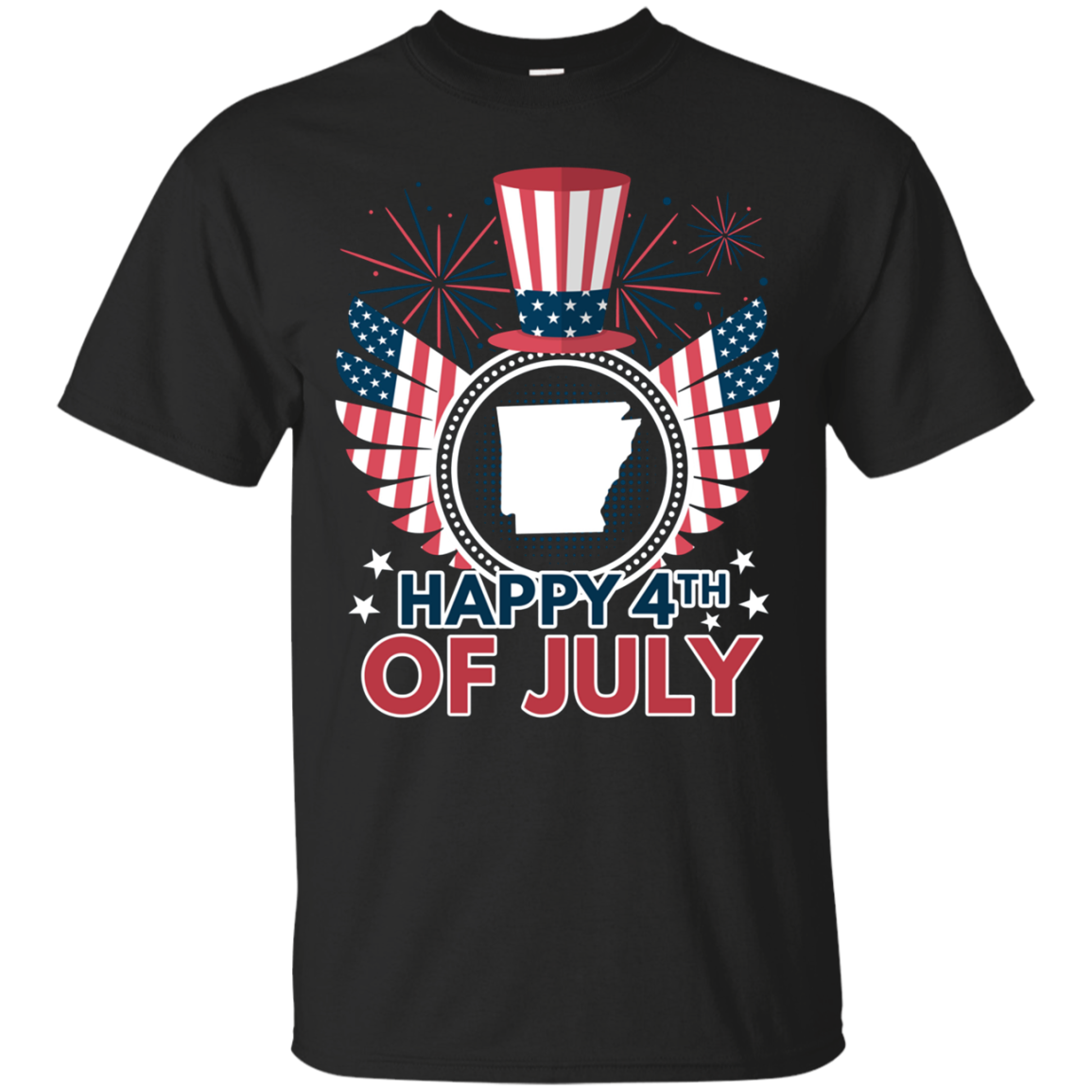 Happy 4th Of July Arkansas Map Patriotic T-shirt