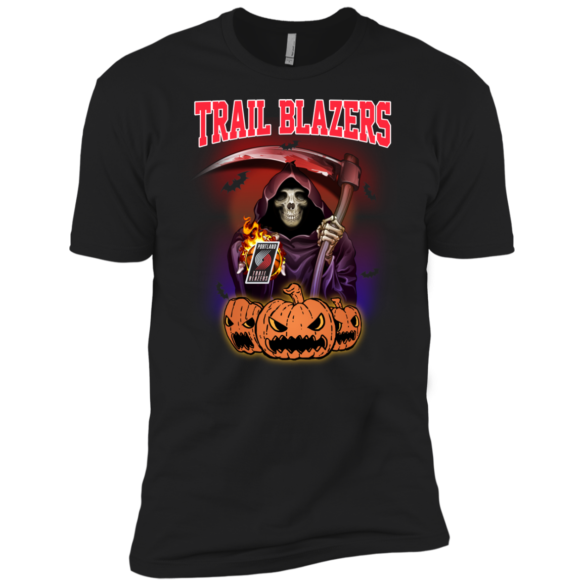 Portland-trail-blazers Reaper The Death Halloween Shirt For Fans Short Sleeve T-shirt