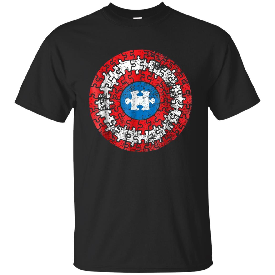 Autism Awareness Shirts Captain Autism Puzzle Shield T-shirt