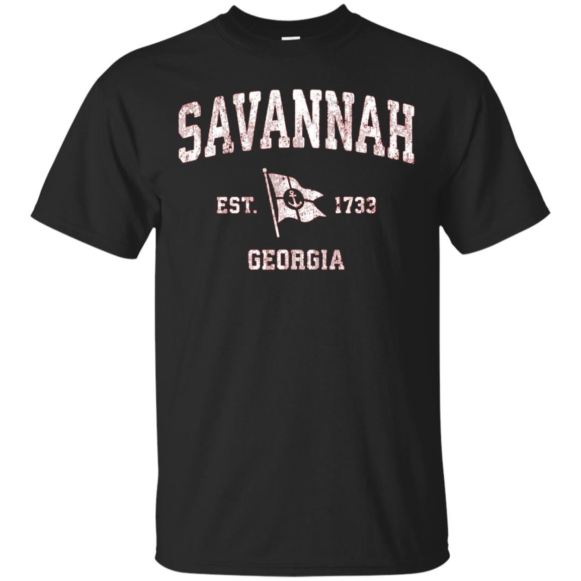Savannah Georgia Ga Vintage Boat Anchor Flag Design Ts Shirts