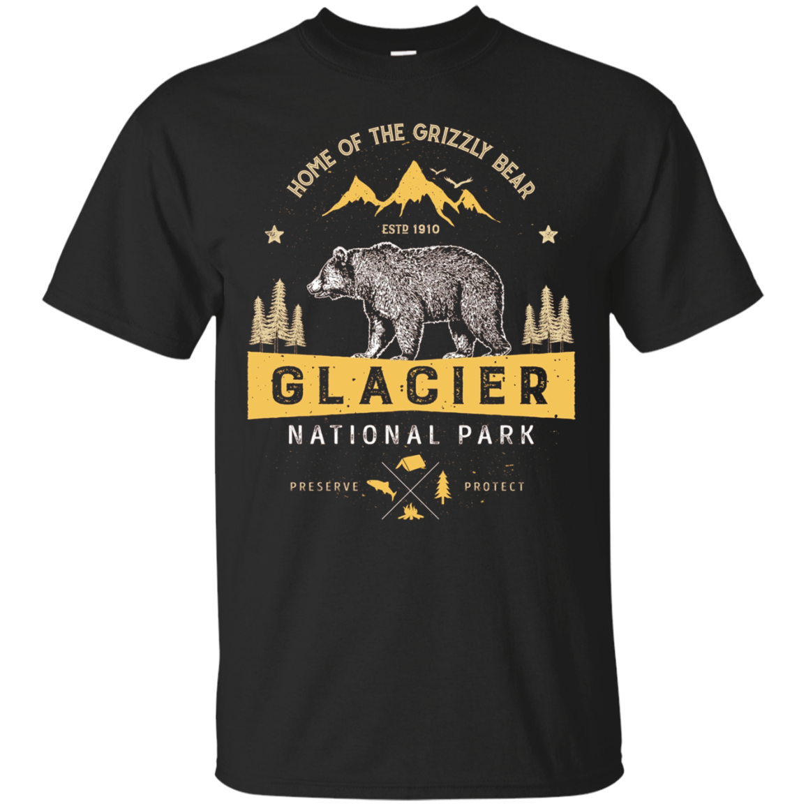 Glacier National Park T Shirt Vintage Montana Bear 