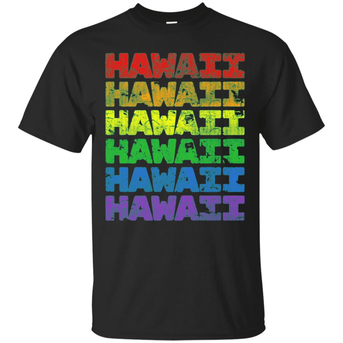 Hawaii Rainbow Pride Lgbt Distressed Look T-shirt