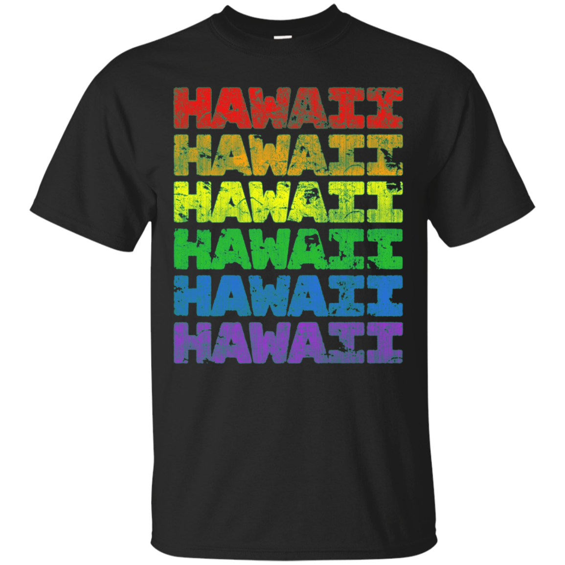 Hawaii Rainbow Pride Lgbt Distressed Look T Shirt