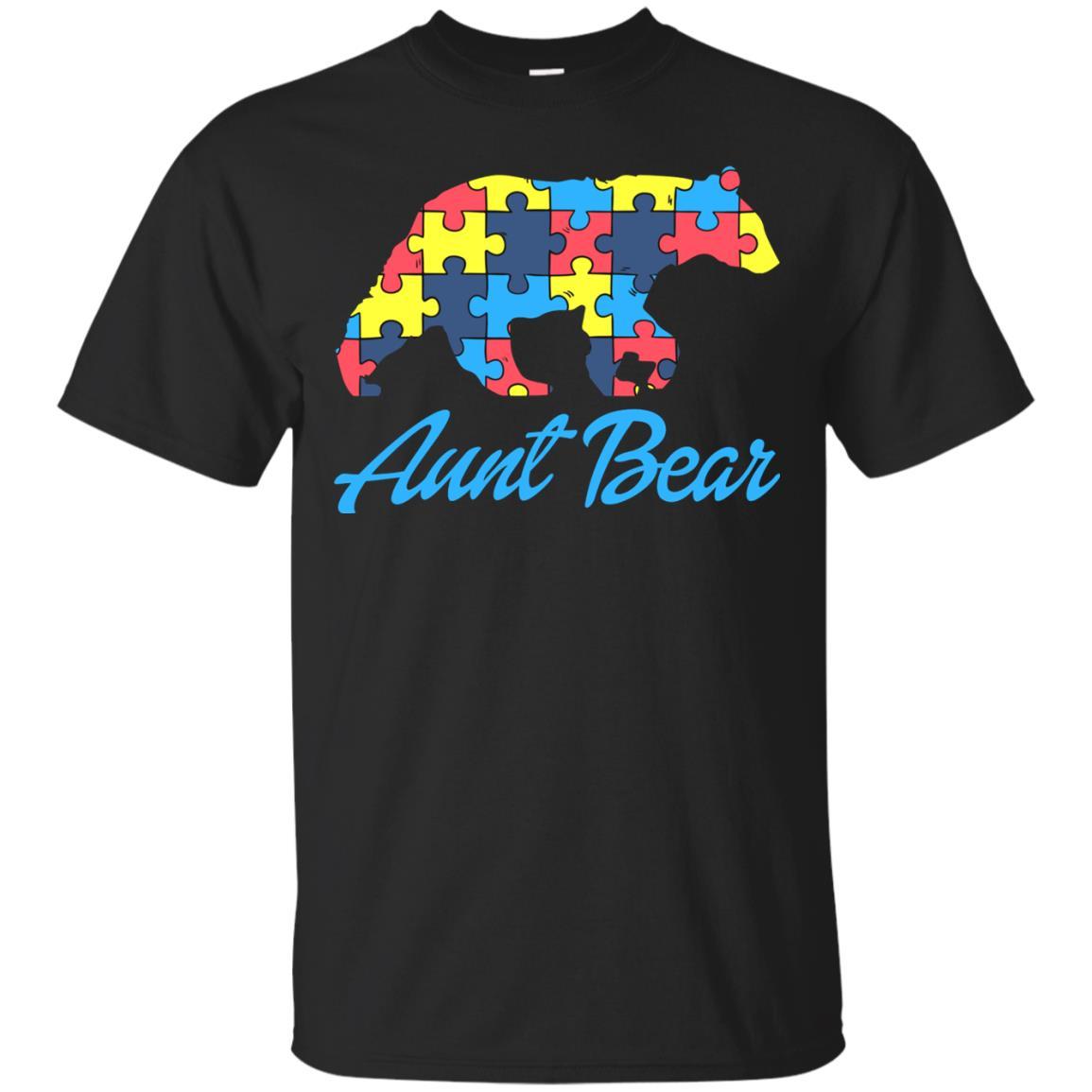 Autism Aunt Bear Silhouette Awareness Support T-shirt