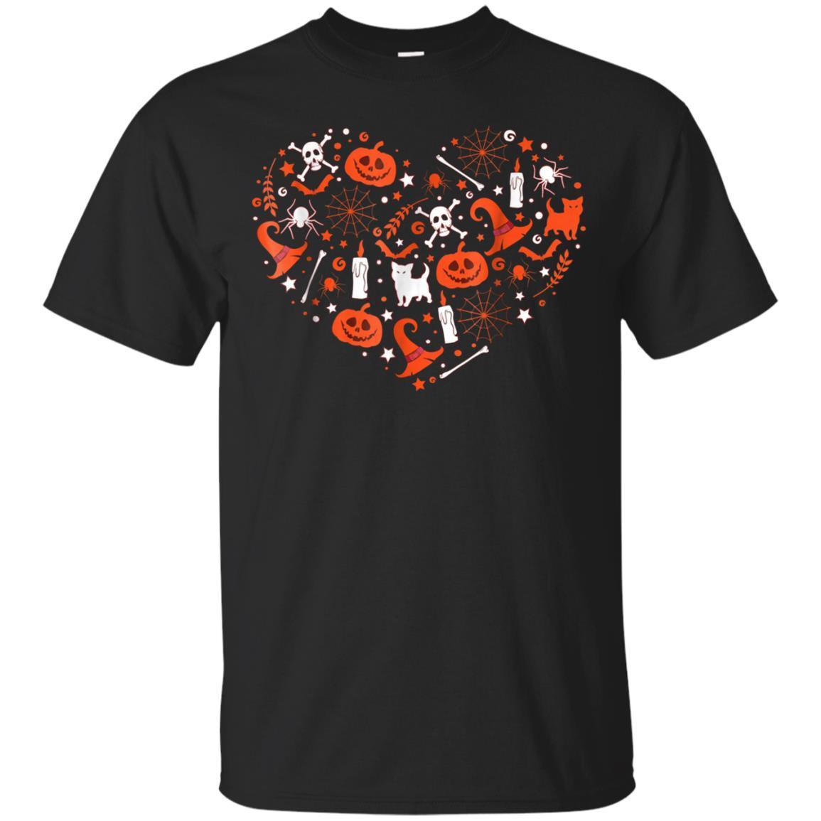 Love Halloween Heart Pumpkin Candy Skull Spider Web T-shirt