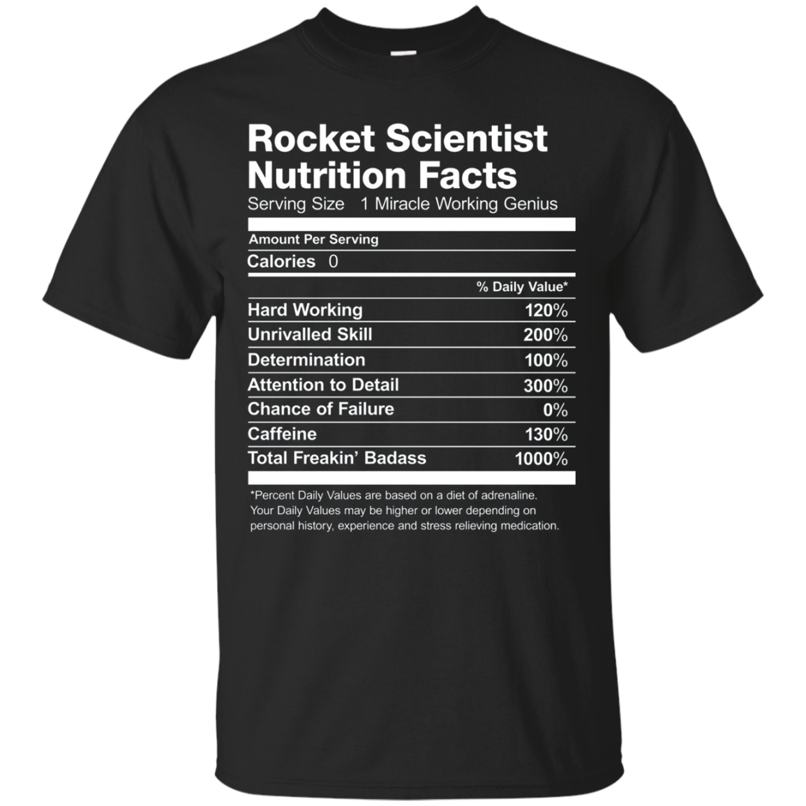 Rocket Scientist Nutrition Facts Funny T-shirt
