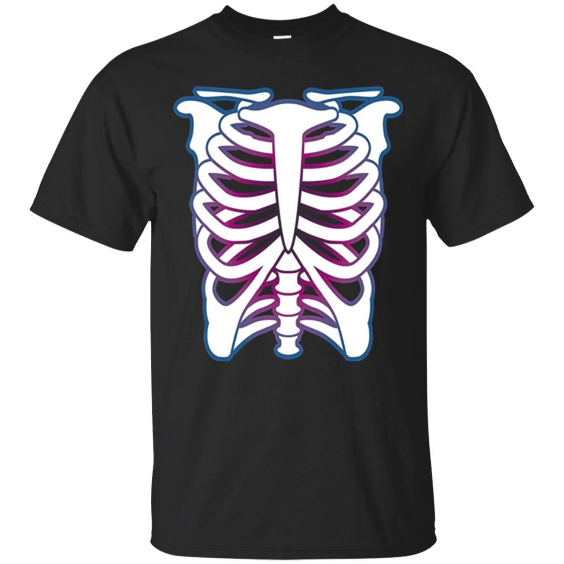 Glowing Rib Cage Halloween Skeleton T-shirt