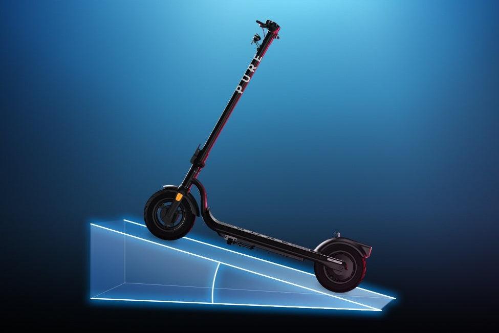 Hill climbing scooter graphic in e-scooter buying guide