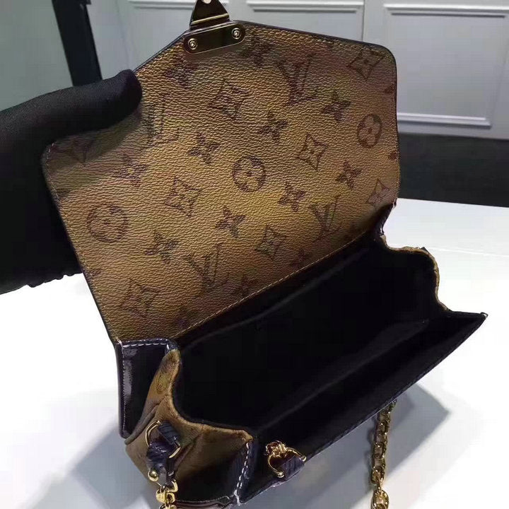 LV Leather Handbag with Gold Chain Strap – DesignerResale