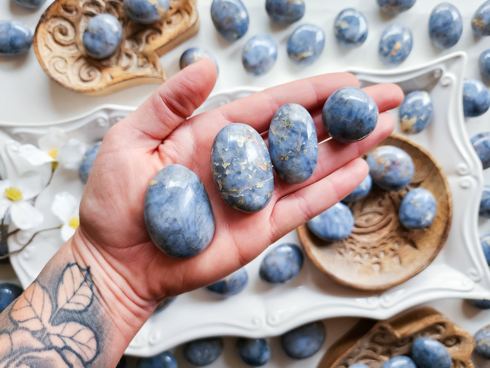 Iolite Palm Stone Blue Violet Crystal Polished Worry Stone Lightly