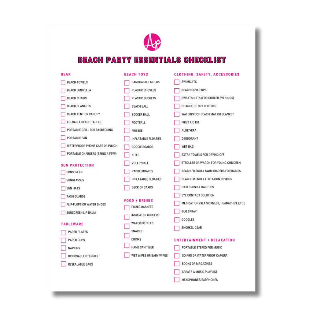 beach party essentials checklist