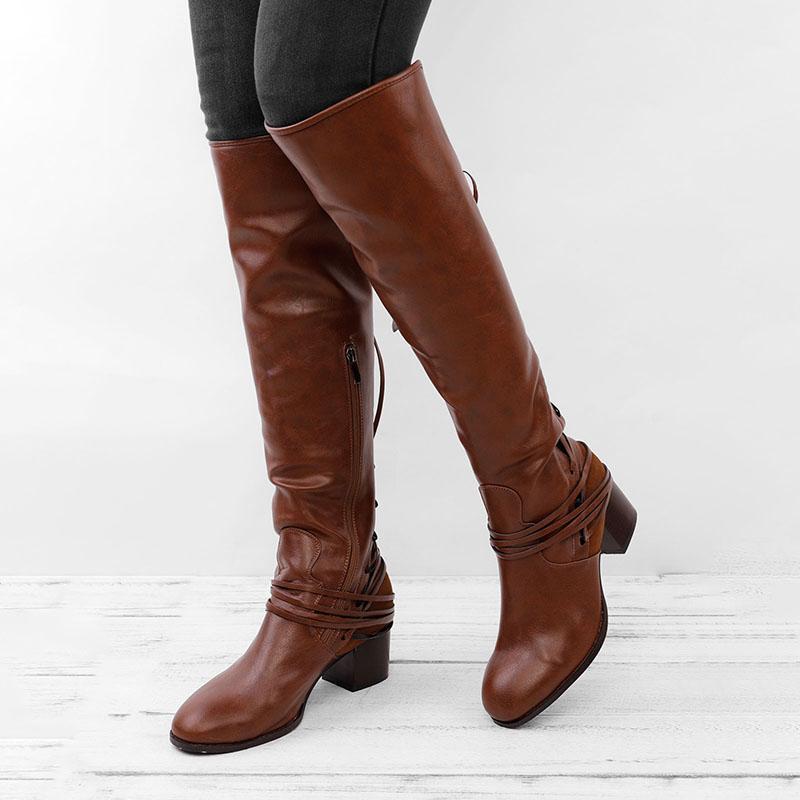 vintage lace up boots european style bandage above knee boots