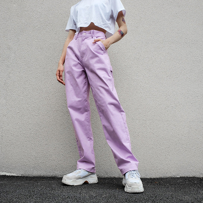 purple cargo pants womens