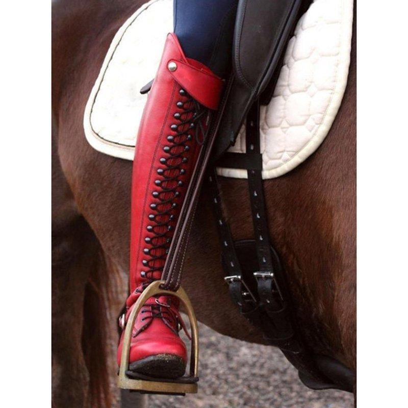 red horse riding boots