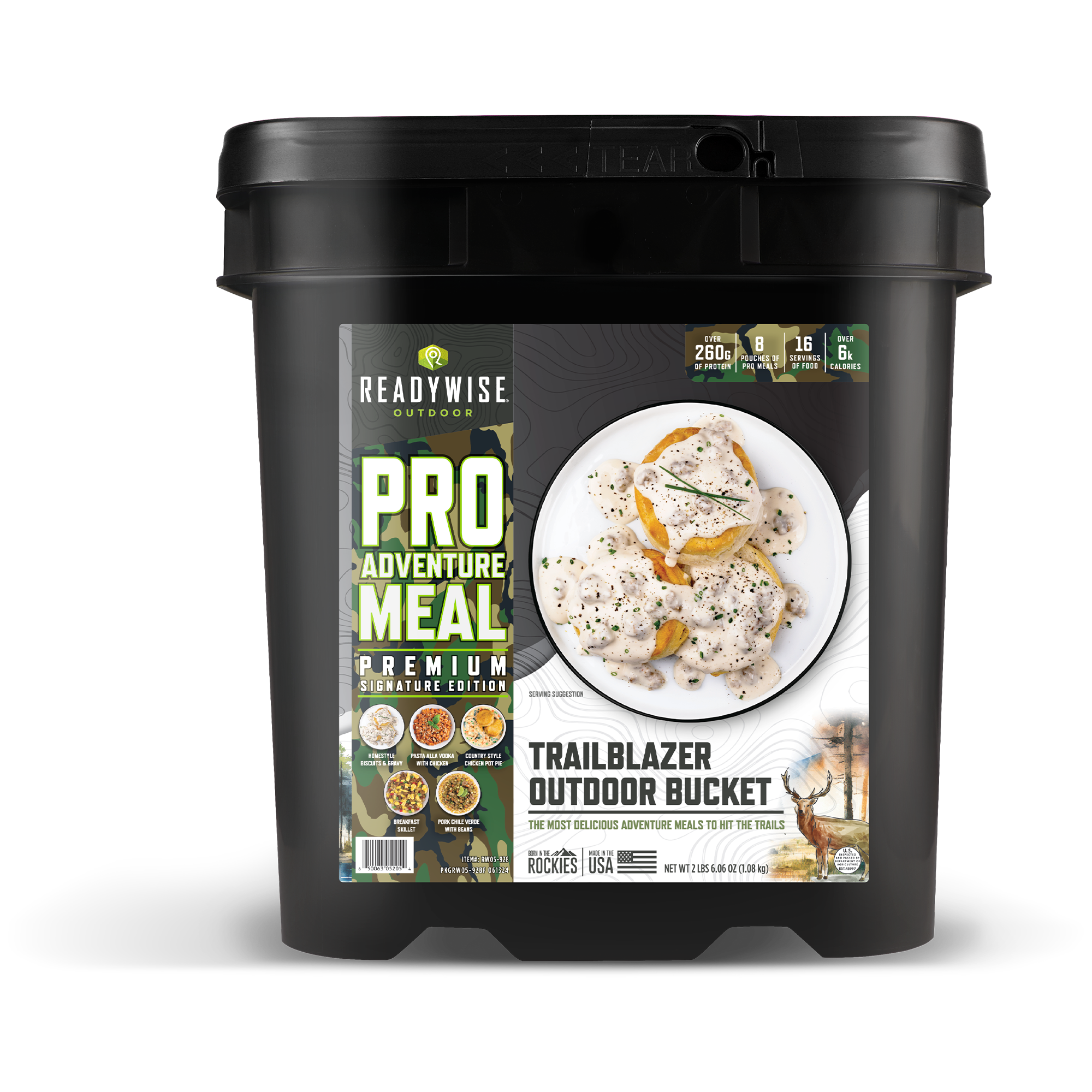 Pro Meals Outdoor Variety Pack - Bucket of 8 Individual Meals