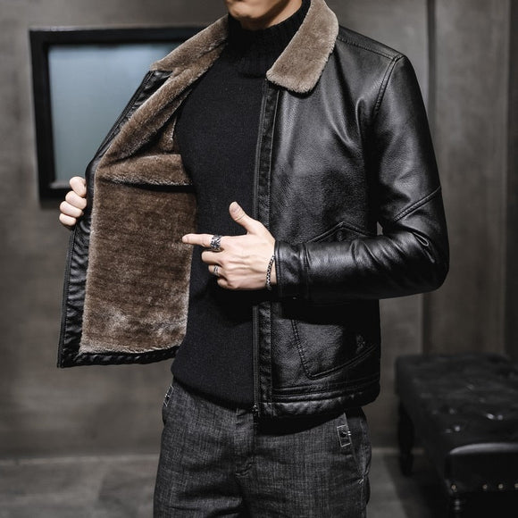 Winter Men Thick Warm Leather Jackets