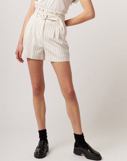Short alto rayas Color Crudo | Shorts Mujer España