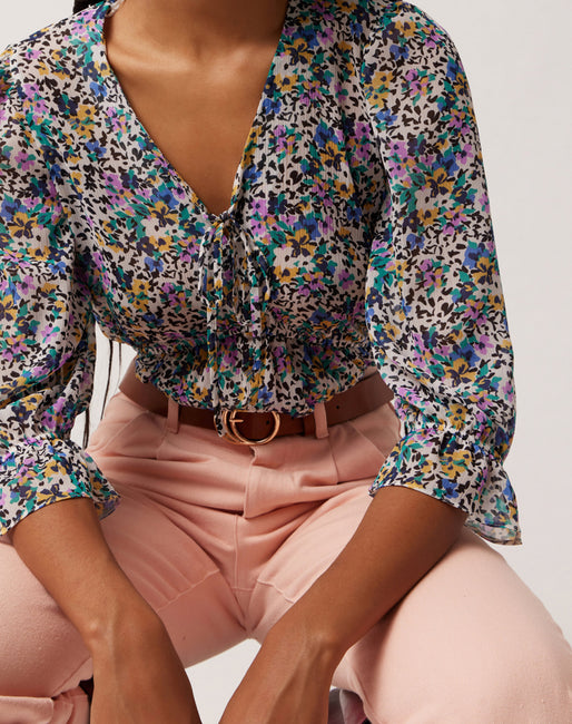 Blusa manga francesa flores | Camisas Mujer | NafNaf España