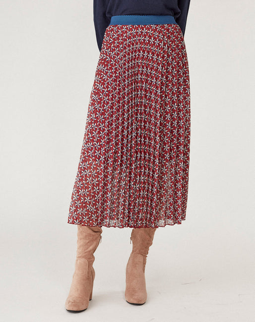 Bajar Tacto enviar Falda plisada estampada Color Granate | Faldas Mujer | NafNaf España
