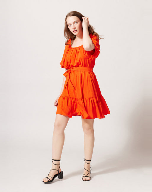 Vestido abullonadas Naranja | Vestidos | NafNaf España