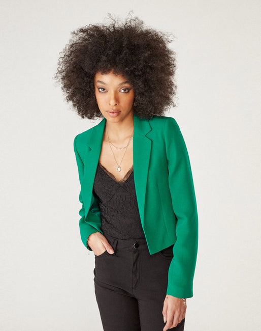 Blazer corta sin cierre Color Verde | Mujer | NafNaf España