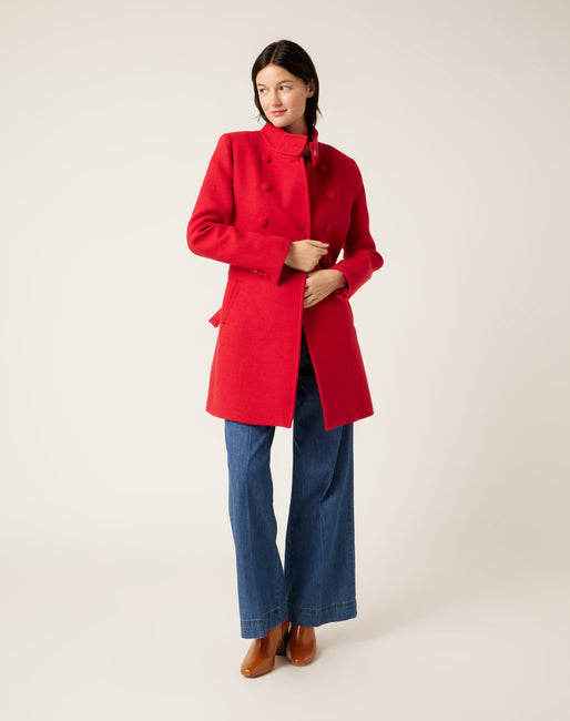 botones y lazo Color Rojo Abrigos Mujer | NafNaf España