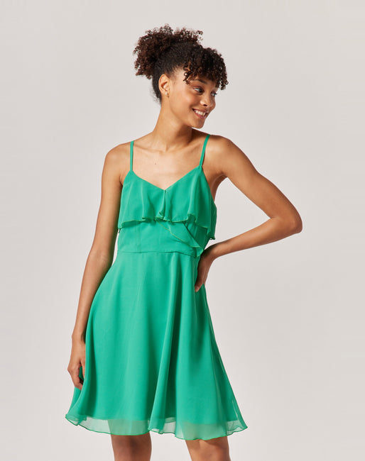 Vestido fluido Color Verde | Vestidos Mujer | NafNaf España