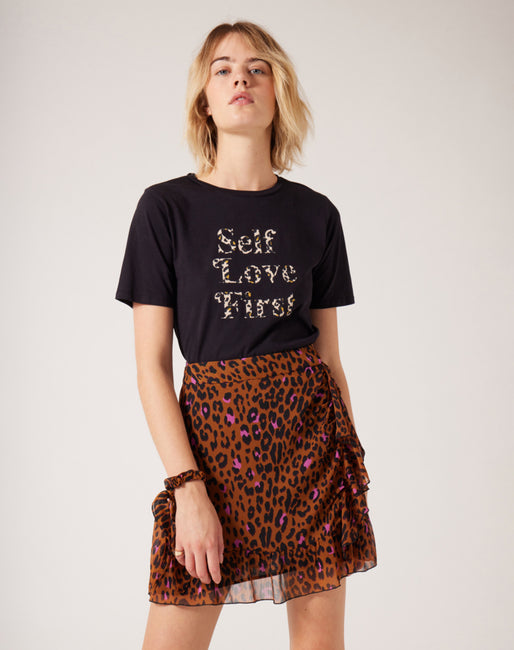 difícil Posada Hay una tendencia Camiseta con mensaje animal print Color Negro | Camisetas Mujer | NafNaf  España