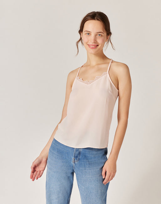 Camiseta tirantes con puntillas Color Rosa Camisetas Mujer | NafNaf